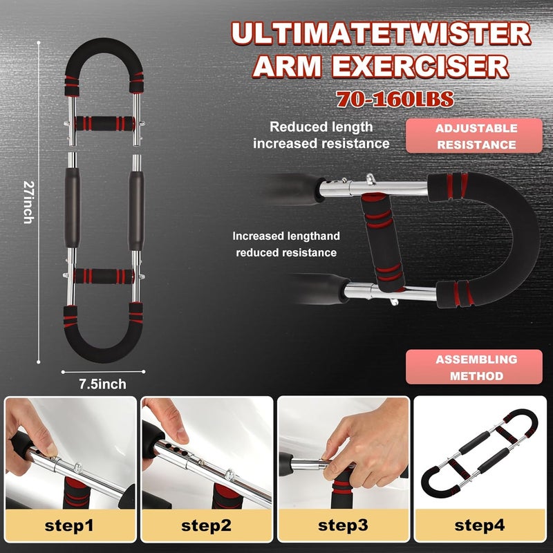 Gecool Twister Arm Trainer,Adjustable Resistance Bar for Full Body Workout, Arm Strengthener for Men & Women, Fitness Equipment for Strength Training - Image 3